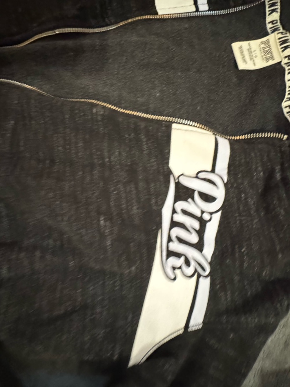 Victoria's Secret Black Zip-Up Hoodie with White Logo
